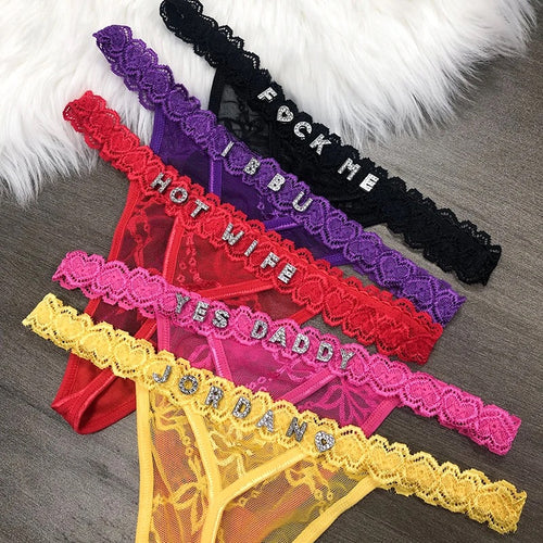 Personalized lace thong